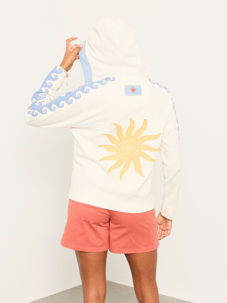 FatFace Natural Sun Graphic Zip Through Hoodie - Image 2 of 7