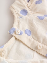 Blue/Ecru Spot Woven Baby Dress And Knickers Set 2 Piece (0mths-3yrs) - Image 12 of 12