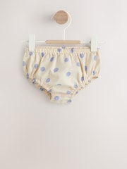 Blue/Ecru Spot Woven Baby Dress And Knickers Set 2 Piece (0mths-3yrs) - Image 6 of 12