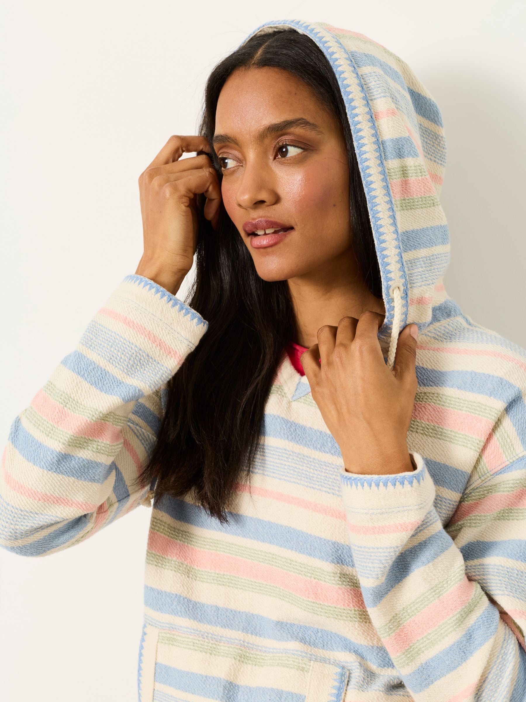 Buy FatFace Poppy Multi Stripe Homespun Overhead Hoodie from Next USA