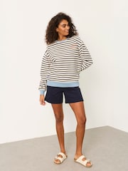 FatFace Georgia Navy Embroidered Textured Stripe Crew - Image 3 of 5