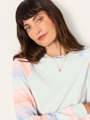 FatFace Light Blue Homespun Stripe Crew Sweat - Image 3 of 5