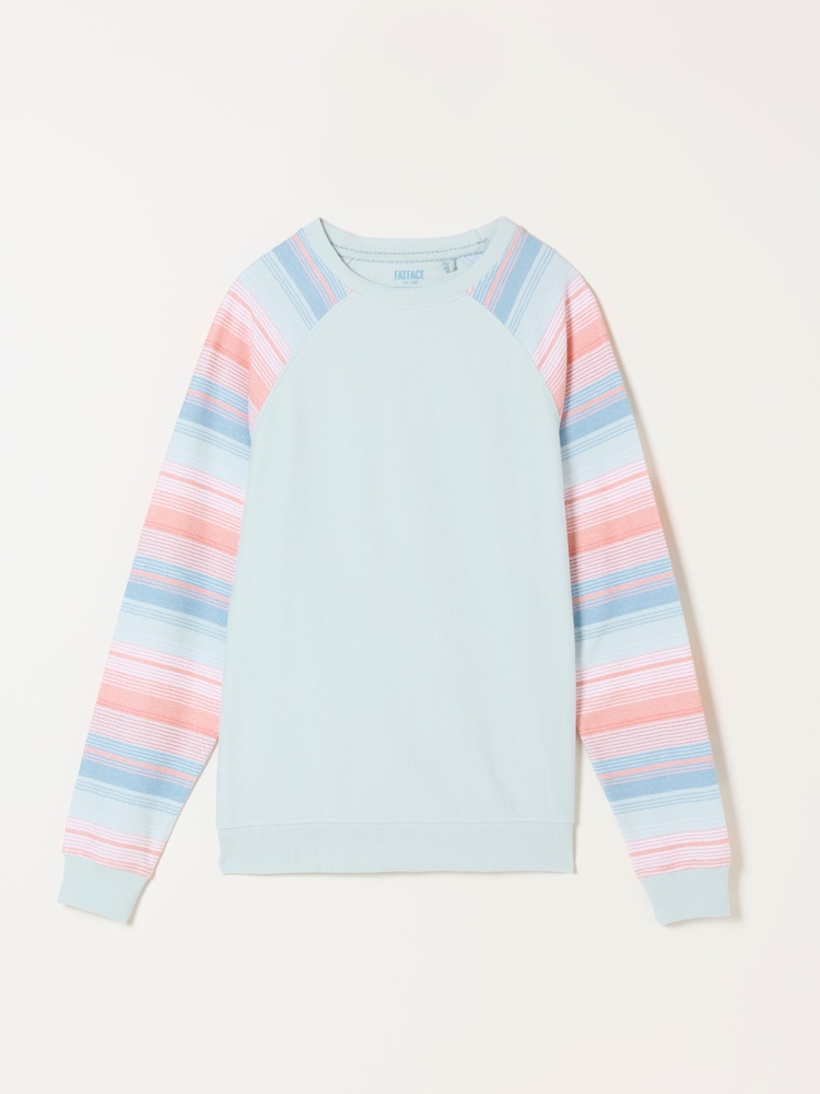 FatFace Light Blue Homespun Stripe Crew Sweat - Image 5 of 5