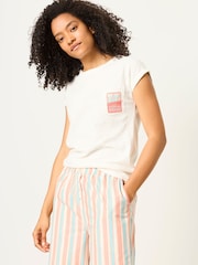 FatFace Multi Sardines and Stripes Sardine Jersey Woven Pyjama Set - Image 1 of 8