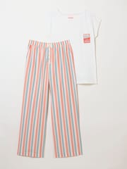 FatFace Multi Sardines and Stripes Sardine Jersey Woven Pyjama Set - Image 7 of 8