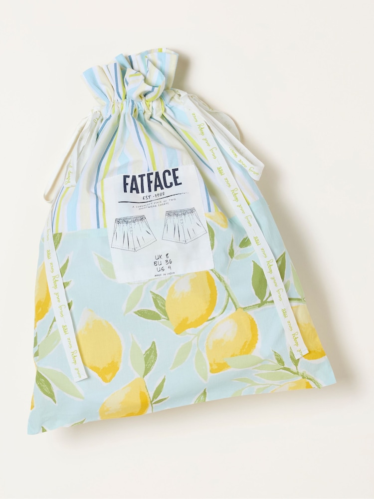FatFace Blue Lemons and Stripes 2 Pack Pyjama Shorts - Image 8 of 8