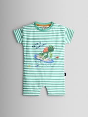 JoJo Maman Bébé Teal Green Turtle Applique Romper - Image 1 of 3
