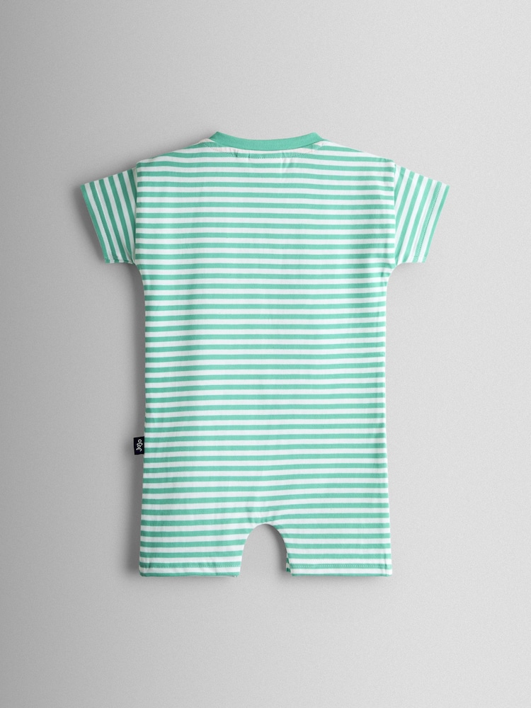 JoJo Maman Bébé Teal Green Turtle Applique Romper - Image 2 of 3