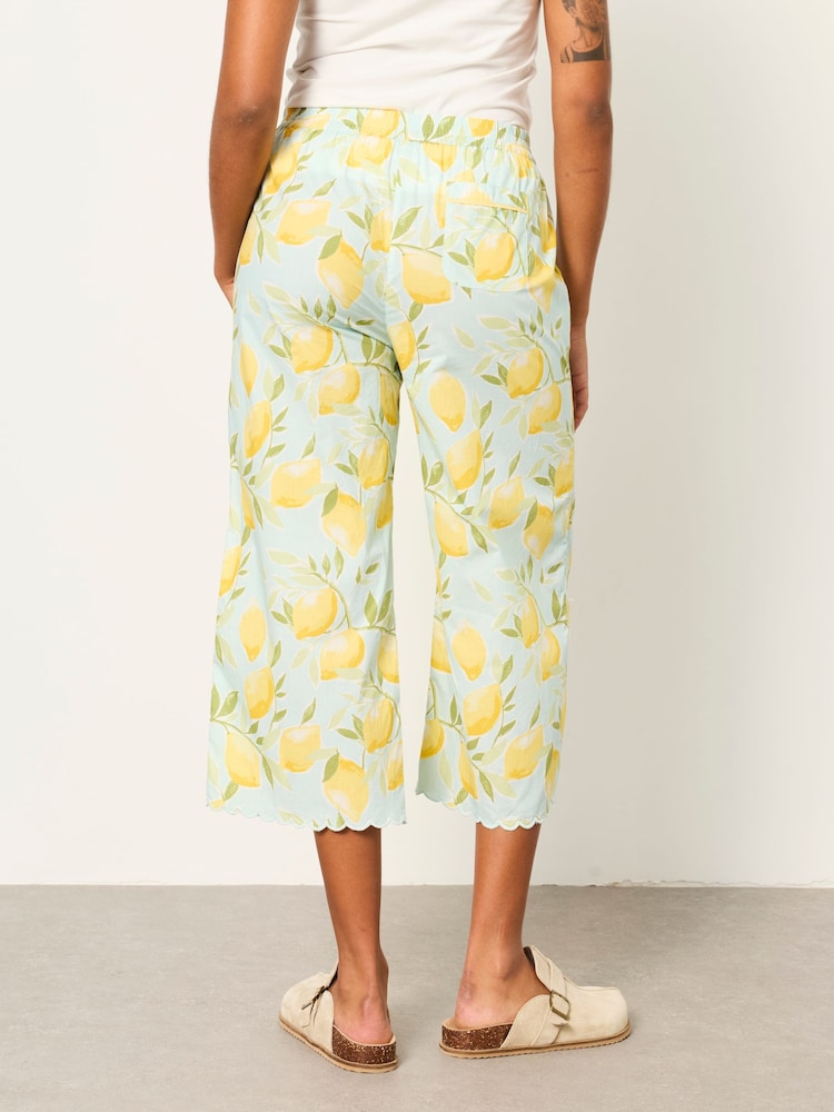 FatFace Lola Blue Lemons Crop Wide Leg Pyjama Bottoms - Image 2 of 6 FatFace Lola Blue Lemons Crop Wide Leg Pyjama Bottoms - Image 2 of 6
