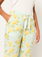 FatFace Lola Blue Lemons Crop Wide Leg Pyjama Bottoms - Image 3 of 6