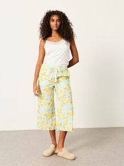 FatFace Lola Blue Lemons Crop Wide Leg Pyjama Bottoms - Image 5 of 6