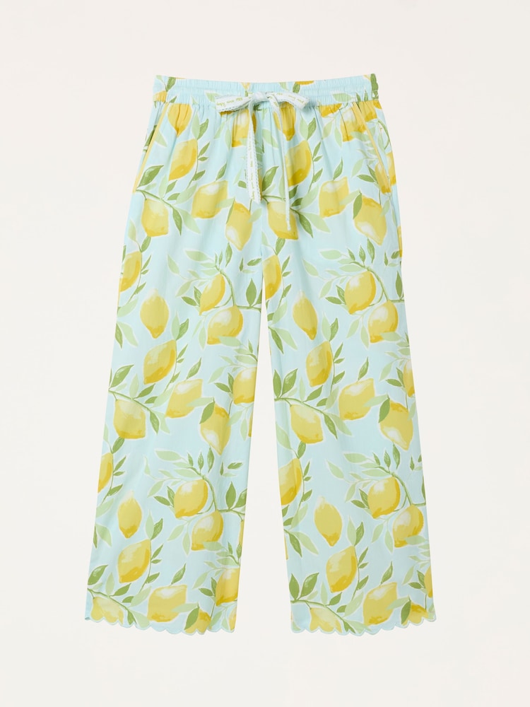 FatFace Lola Blue Lemons Crop Wide Leg Pyjama Bottoms - Image 6 of 6 FatFace Lola Blue Lemons Crop Wide Leg Pyjama Bottoms - Image 6 of 6