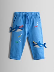 JoJo Maman Bébé Blue Shark Applique Trousers - Image 1 of 4