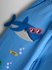 JoJo Maman Bébé Blue Shark Applique Trousers - Image 3 of 4