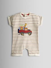 JoJo Maman Bébé Natural Safari Character Appliqué Romper - Image 1 of 3