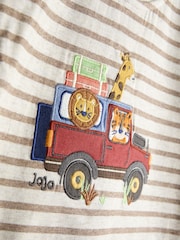 JoJo Maman Bébé Natural Safari Character Appliqué Romper - Image 3 of 3