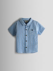JoJo Maman Bébé Light Blue Gingham Shirt - Image 2 of 4