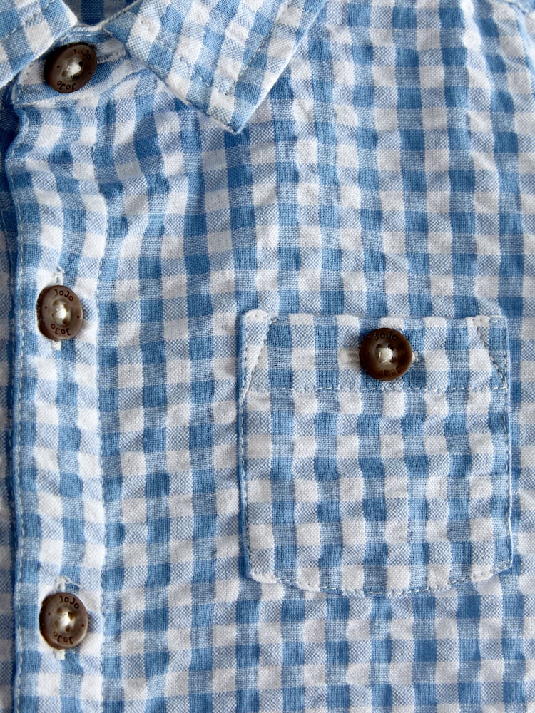 JoJo Maman Bébé Light Blue Gingham Shirt - Image 4 of 4