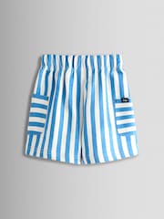JoJo Maman Bébé Blue 2-Pack Stripe & Plain Shorts - Image 4 of 7
