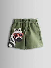 JoJo Maman Bébé Khaki Zebra 2-Pack Appliqué & Plain Shorts - Image 2 of 7