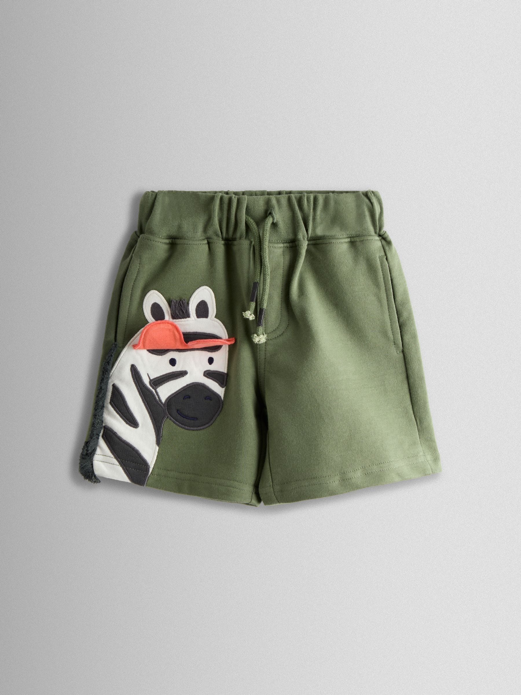 Buy JoJo Maman Bébé Khaki Zebra 2-Pack Appliqué & Plain Shorts
