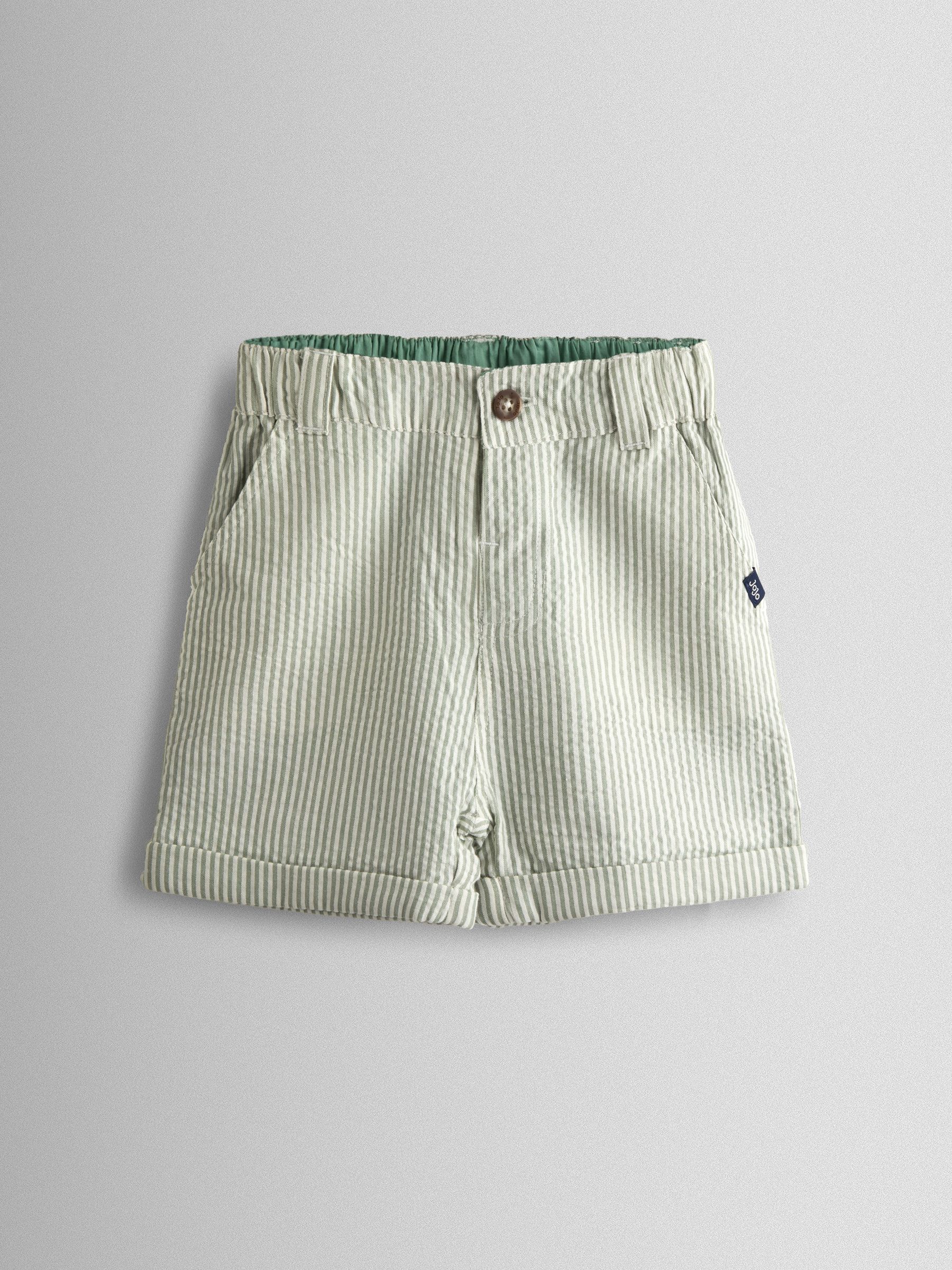 Jojo Maman Bébé Men's Khaki Green Seersucker Stripe Shorts