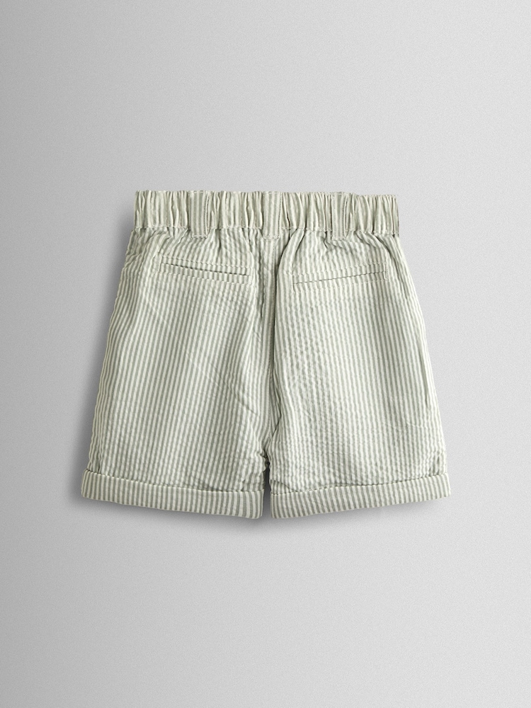 JoJo Maman Bébé Khaki Green Seersucker Stripe Shorts - Image 2 of 4