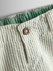 JoJo Maman Bébé Khaki Green Seersucker Stripe Shorts - Image 3 of 4