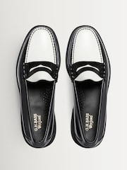 G.H.Bass Black & White Leather Weejun Step Larson Moc Penny Shoes - Image 4 of 6