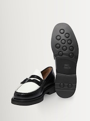 G.H.Bass Black & White Leather Weejun Step Larson Moc Penny Shoes - Image 5 of 6
