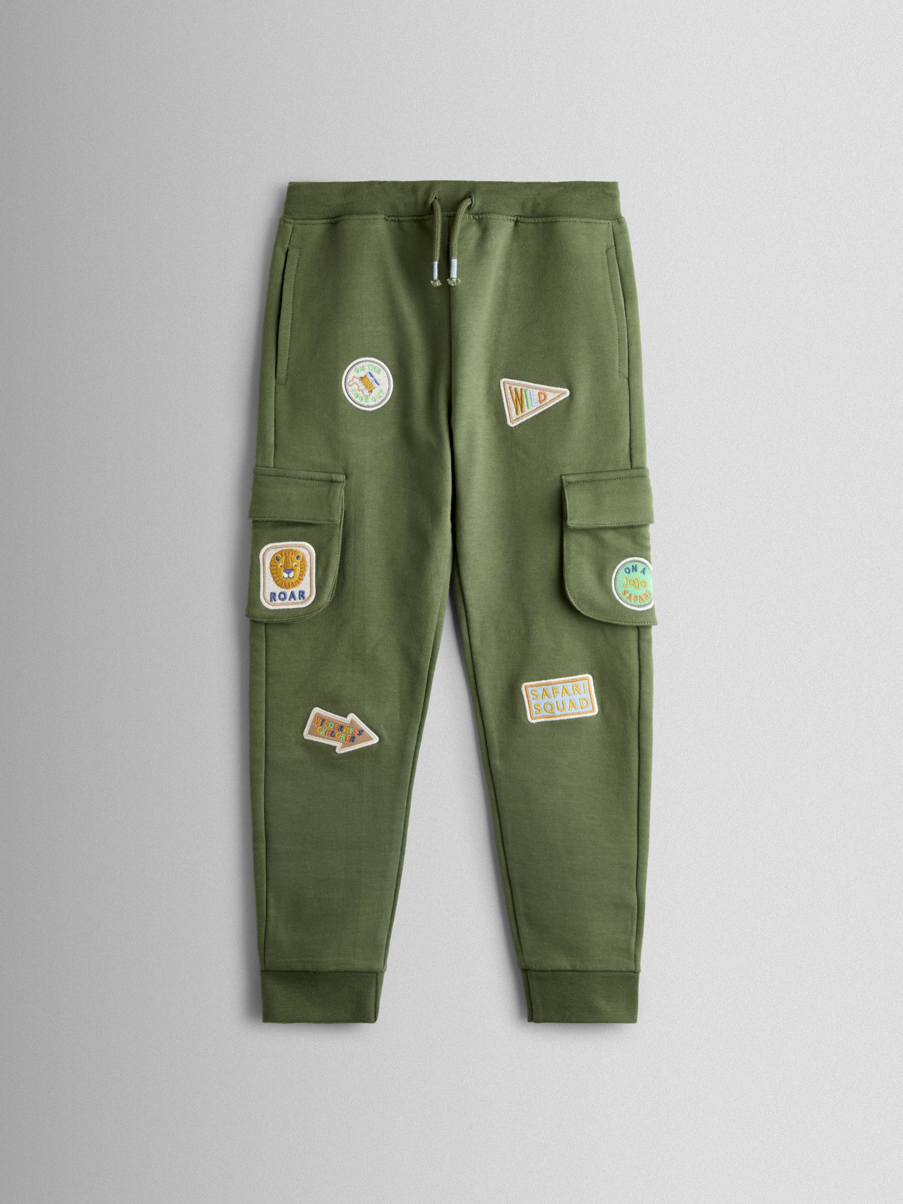 Jojo Maman Bébé Green Khaki Safari Appliqué Badge Cargo Joggers