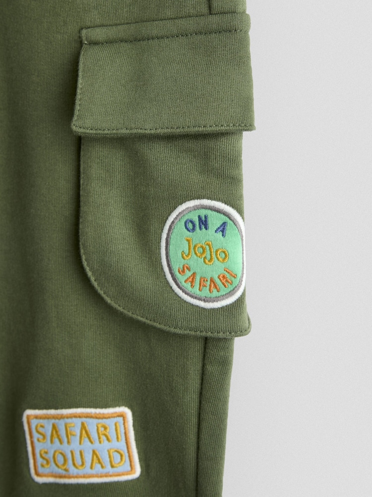 JoJo Maman Bébé Safari Appliqué Badge Cargo Joggers - Imaginea 3 din 3