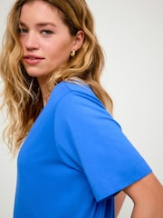 Cobalt Blue Cotton Modal Slouch V-Neck T-Shirt - Image 4 of 7
