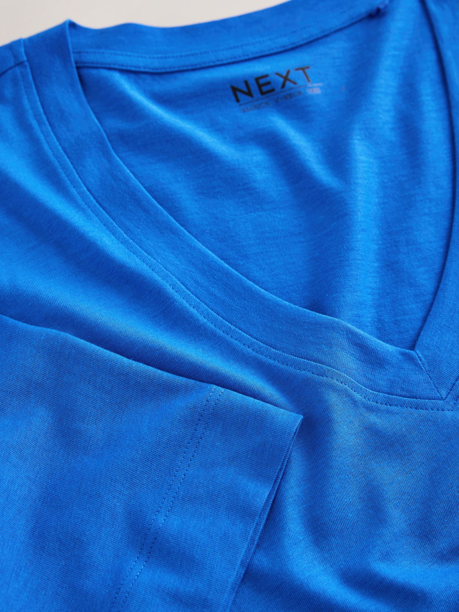 Buy Cobalt Blue Cotton Modal Slouch V-Neck T-Shirt from Next USA