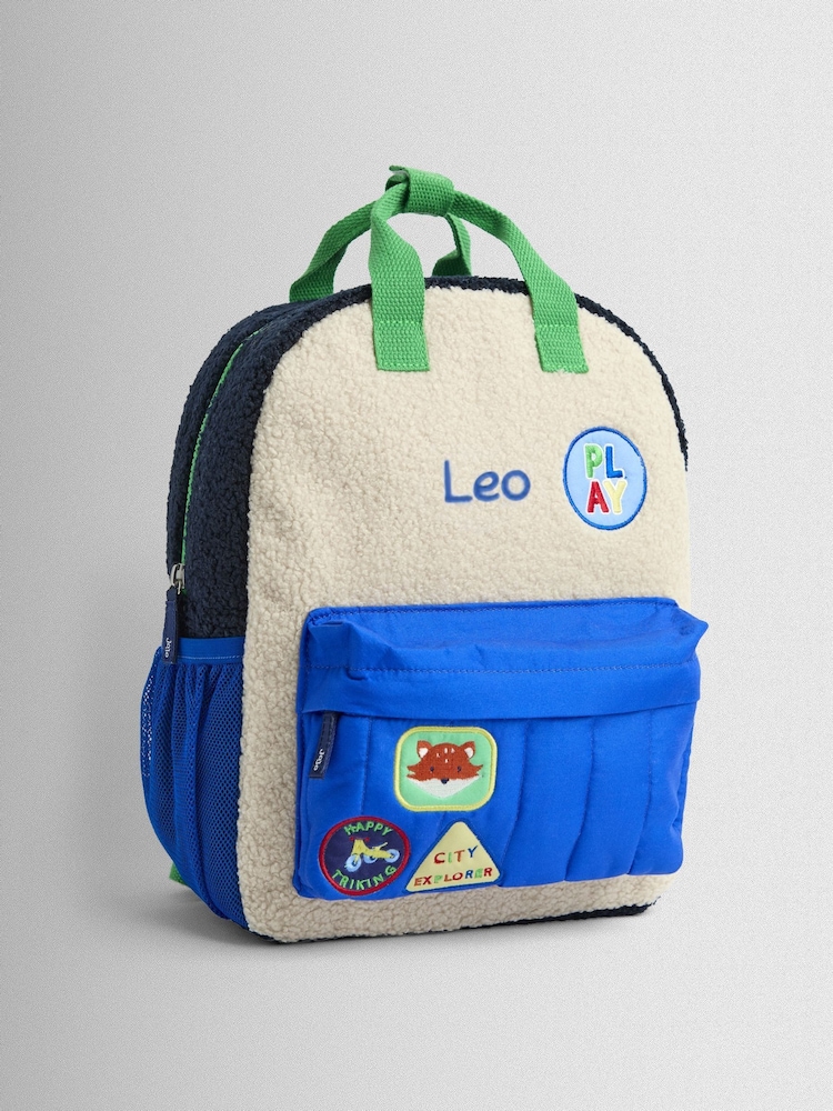 JoJo Maman Bébé Personalised Borg Colour Block Medium Backpack - Image 2 of 7