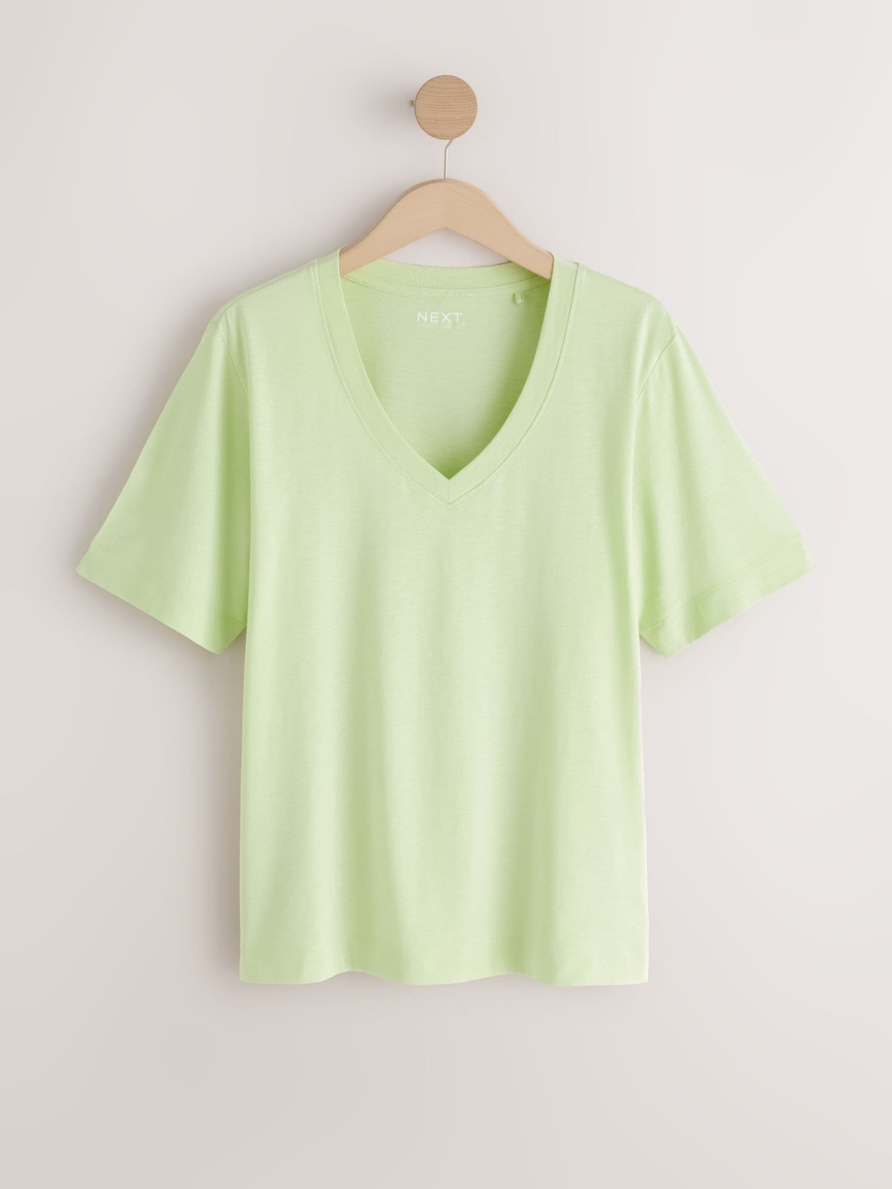 Buy Lime Green Cotton Modal Slouch V-Neck T-Shirt from Next USA