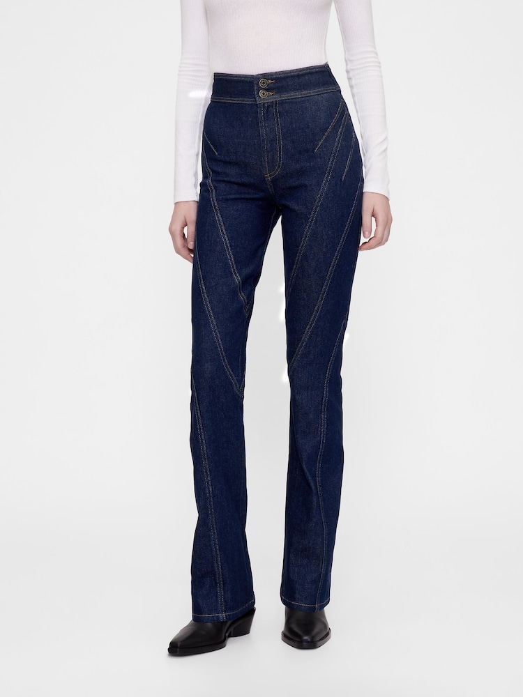 Gap GapStudio Dark Wash Blue High Waisted Seamed Bootcut Jeans - Image 1 of 7 Gap GapStudio Dark Wash Blue High Waisted Seamed Bootcut Jeans - Image 1 of 7