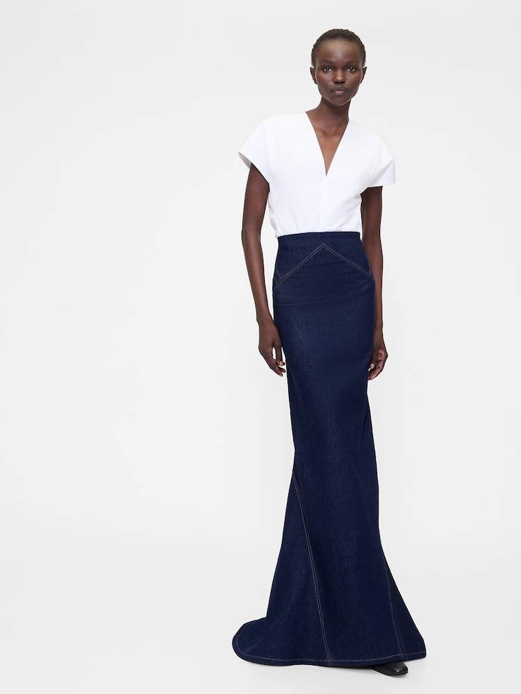 Gap GapStudio Dark Blue High Waisted Seamed Denim Maxi Skirt - Image 1 of 4 Gap GapStudio Dark Blue High Waisted Seamed Denim Maxi Skirt - Image 1 of 4
