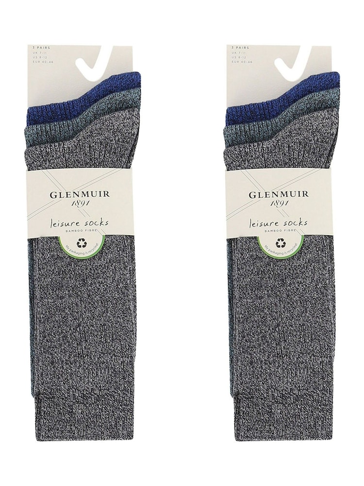 Glenmuir Blue Twist Yarn Super Soft Leisure Socks 6 Pack - Image 2 of 7