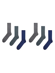 Glenmuir Blue Twist Yarn Super Soft Leisure Socks 6 Pack - Image 6 of 7