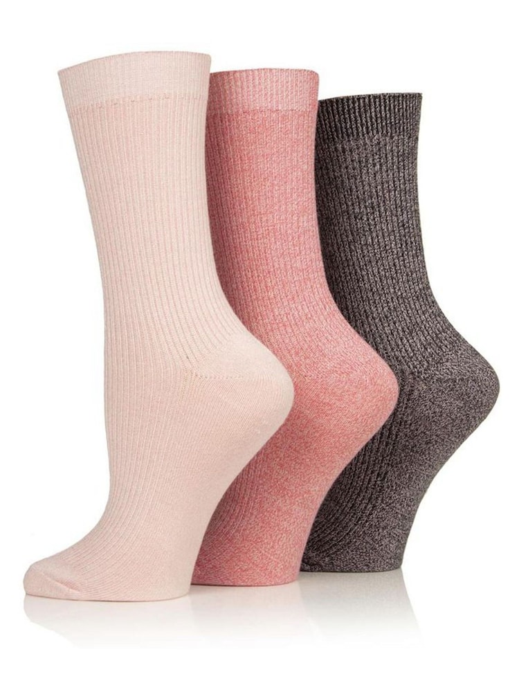 Glenmuir Pink Fine Knit Leisure Socks 3 pack - Image 2 of 4