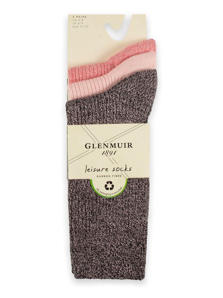 Glenmuir Pink Fine Knit Leisure Socks 3 pack - Image 4 of 4