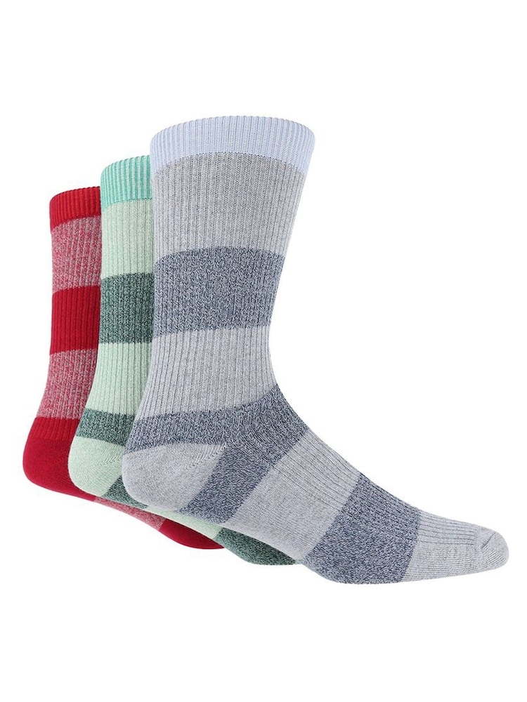 Glenmuir Blue Multi Stripe Leisure Socks 3 pack - Image 1 of 7