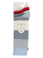 Glenmuir Blue Multi Stripe Leisure Socks 3 pack - Image 3 of 7