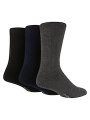 Glenmuir Black Classic Rib Crew Socks 3 pack - Image 3 of 5