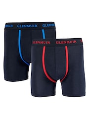 Glenmuir Red Long Leg Super Soft Cotton Blend Boxers 2 pack - Image 1 of 7