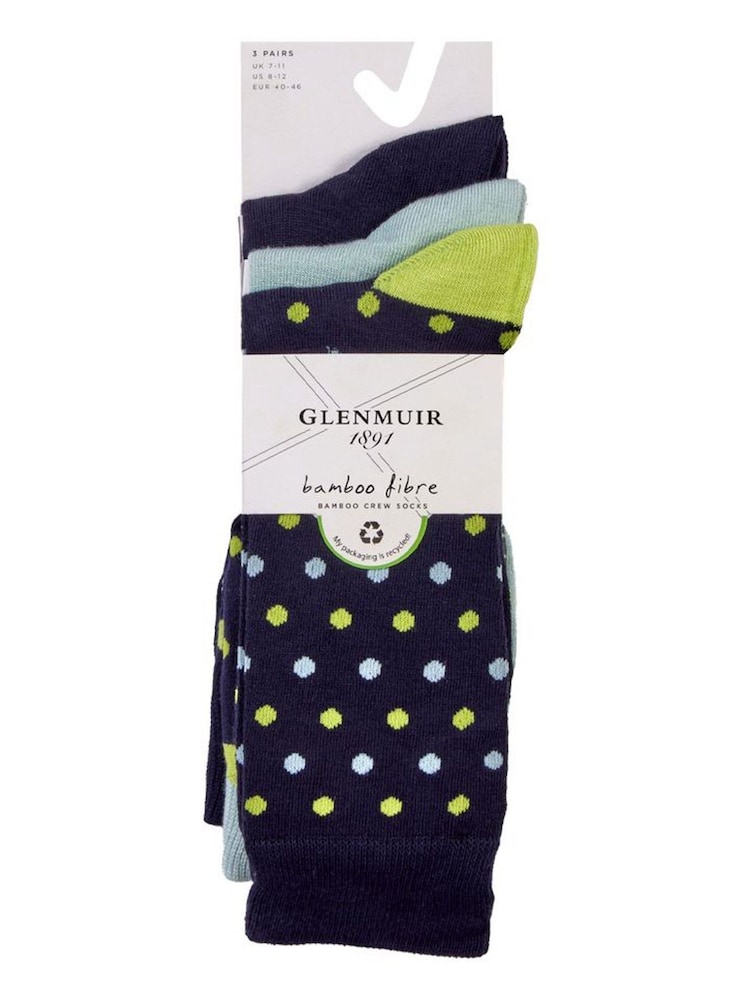 Glenmuir Blue Multi Sport Crew Socks 3 pack - Image 9 of 9