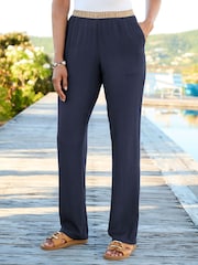 Cotton Traders Blue Contrast Waist Pull On Trousers - Image 1 of 3