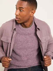 FatFace Sefton Purple Knitted Crew Neck Jumper - Image 1 of 4