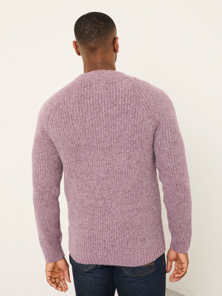FatFace Sefton Purple Knitted Crew Neck Jumper - Image 2 of 4 FatFace Sefton Purple Knitted Crew Neck Jumper - Image 2 of 4